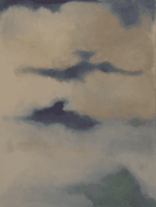 A painting of clouds in the sky with some type of cloud