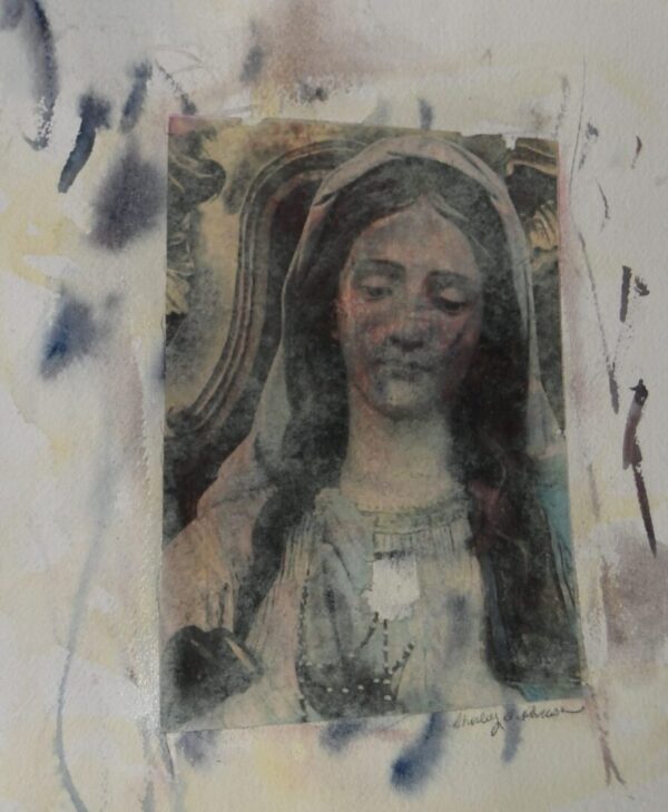 A painting of jesus is shown in the process.